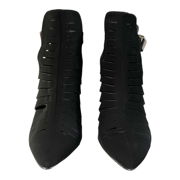 Anne Michelle Momentum 99 Black Faux Leather Pointed Toe Vented Upper Bootie 7.5 - Picture 6 of 13